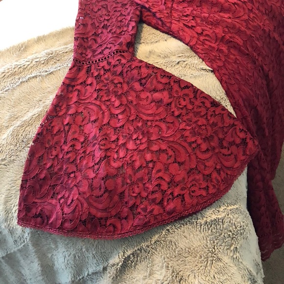 Dark Red Lace Dress - Picture 4 of 7